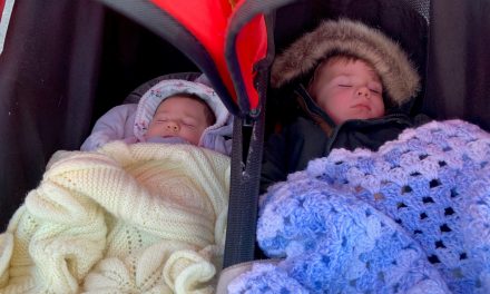 Couple celebrate twins born two years apart