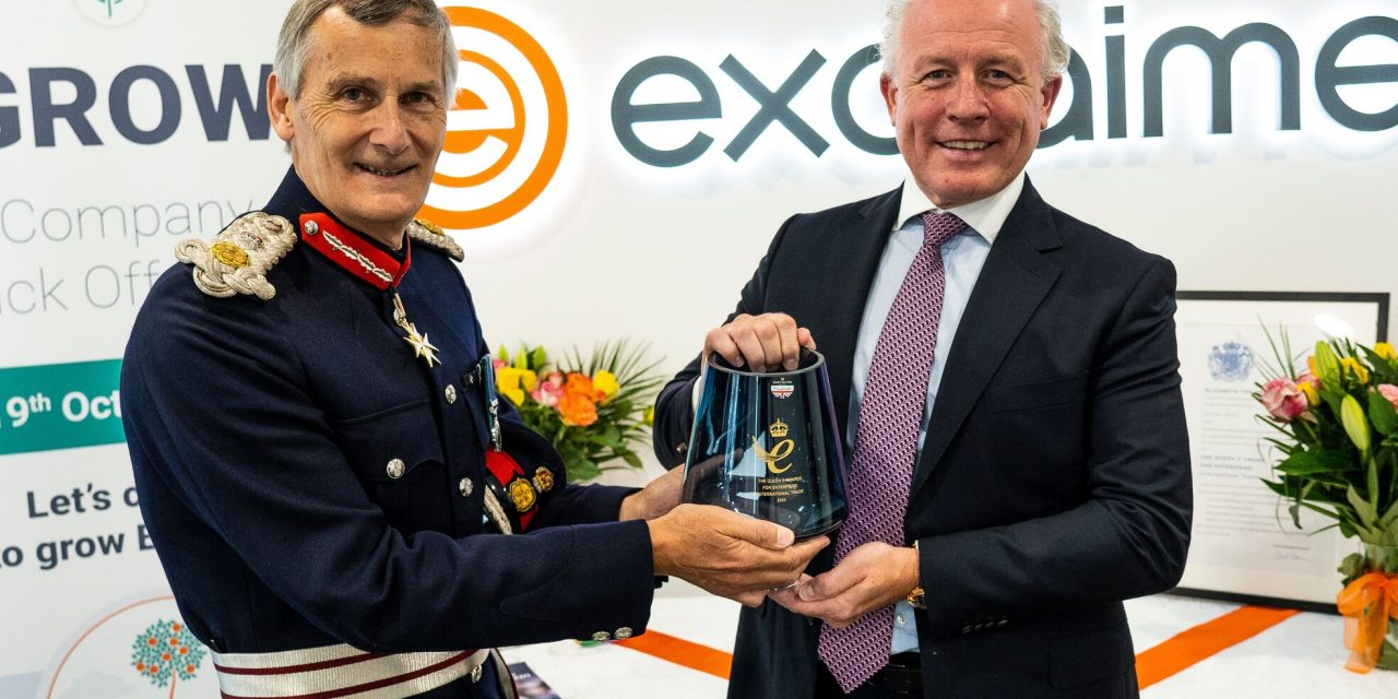 Lord-Lieutenant of Hampshire visits Exclaimer’s headquarters in Farnborough to present its Queen’s Award for Enterprise 2020